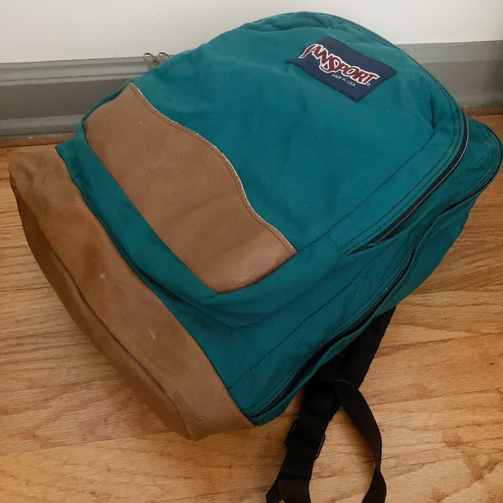 Vtg‎ Jansport Double Leather Bottom Backpack - Picture 5 of 10